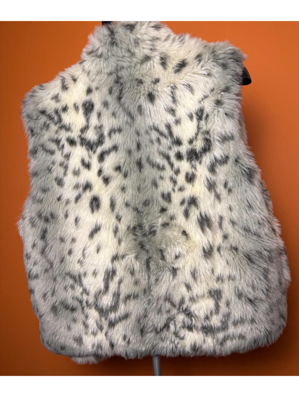 Investments Faux Fur Vest XL Snow Leopard Sleeveless Jacket Zip Up Vintage - Picture 2 of 2